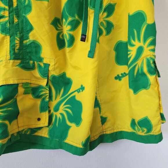 Y2K Exist Supreme Swim Trunks Swimsuit Yellow Green Mens Large - Picture 2 of 7